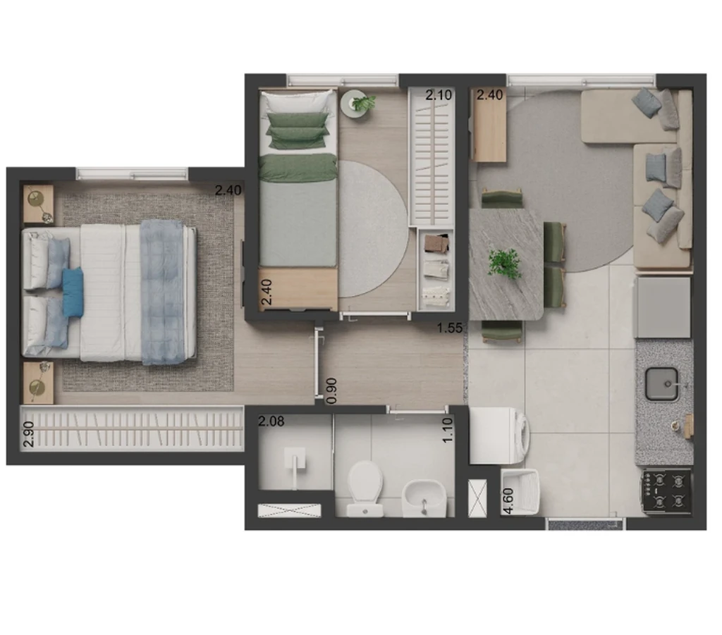 Elev Park Sacomã III: 2 dorm 32m²