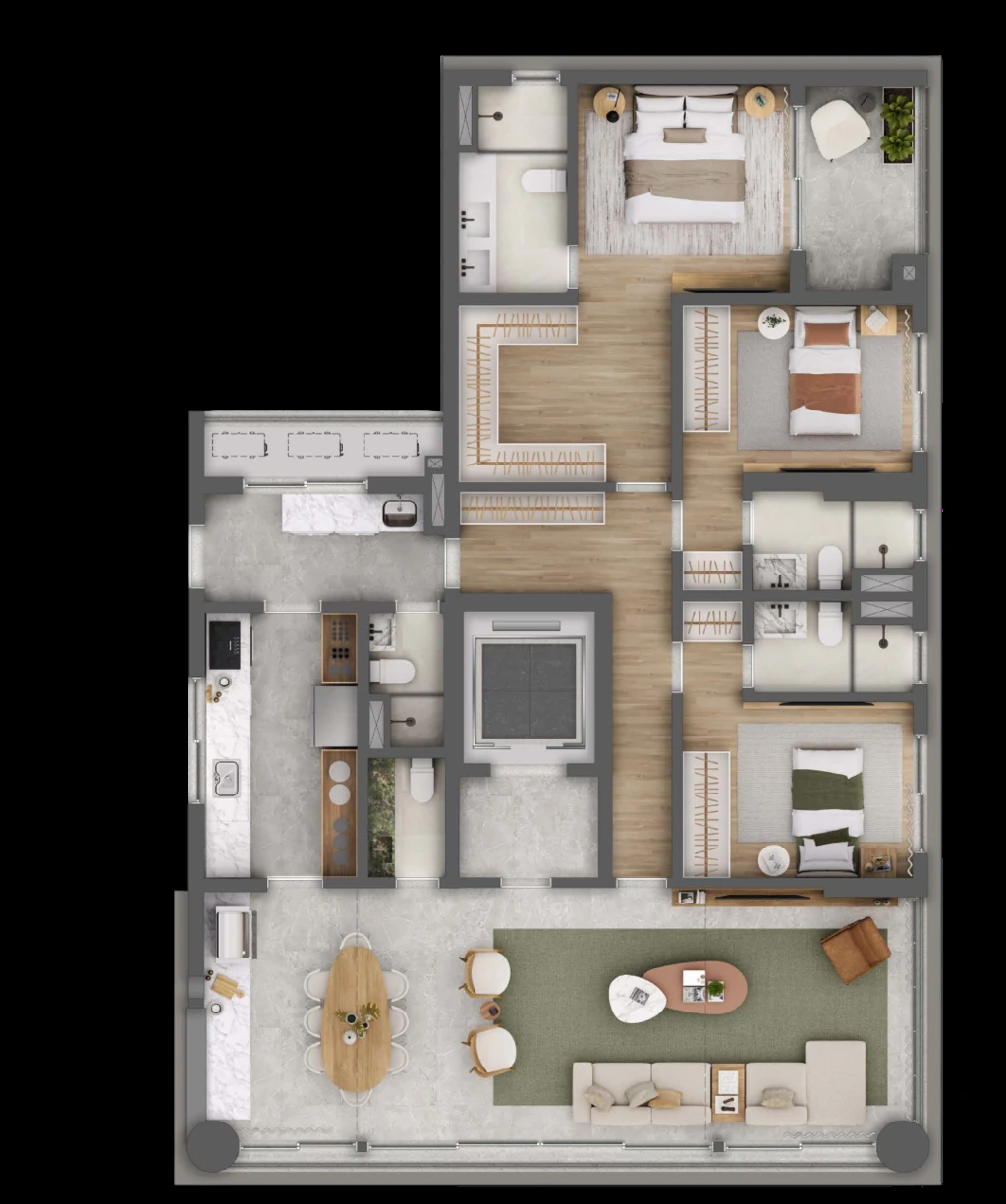 Emiie: 3 dorm 160m²