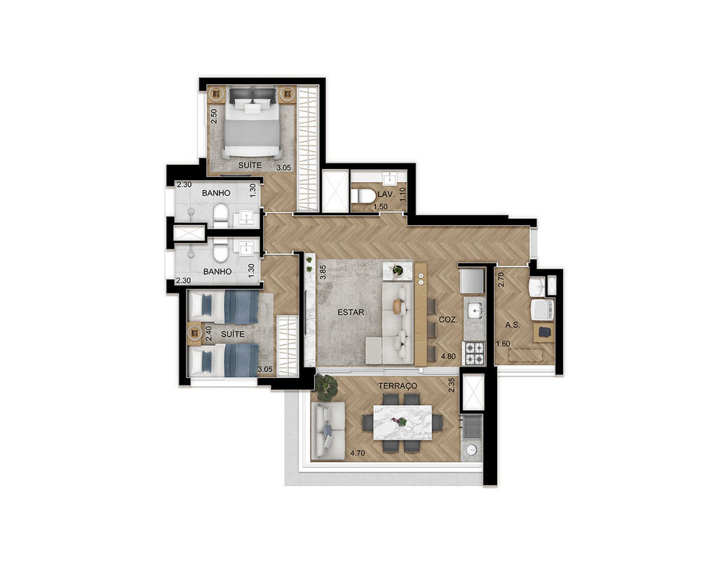 Épico Klabin: 2 dorm 78m²