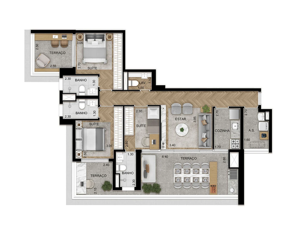 Épico Klabin: 3 dorm 119m²