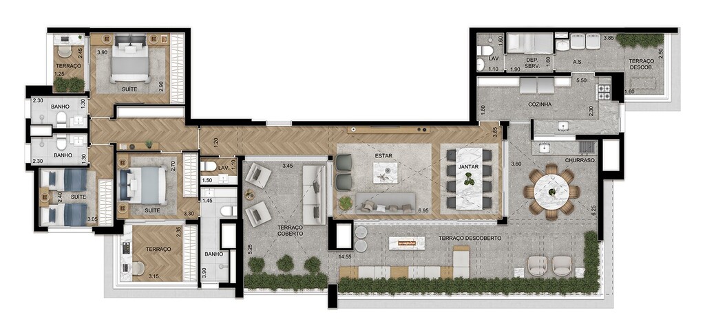 Épico Klabin: 3 dorm 217m² cobertura horizontal