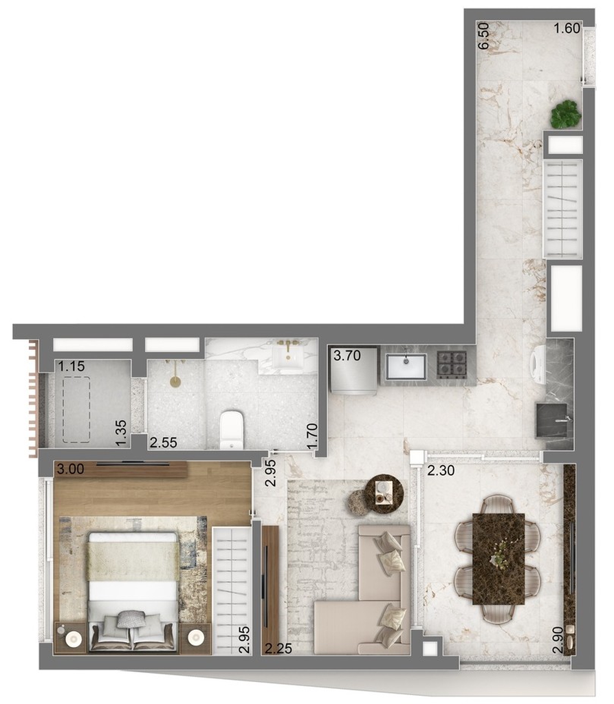 Escape Brooklin: 1 dorm 52m²