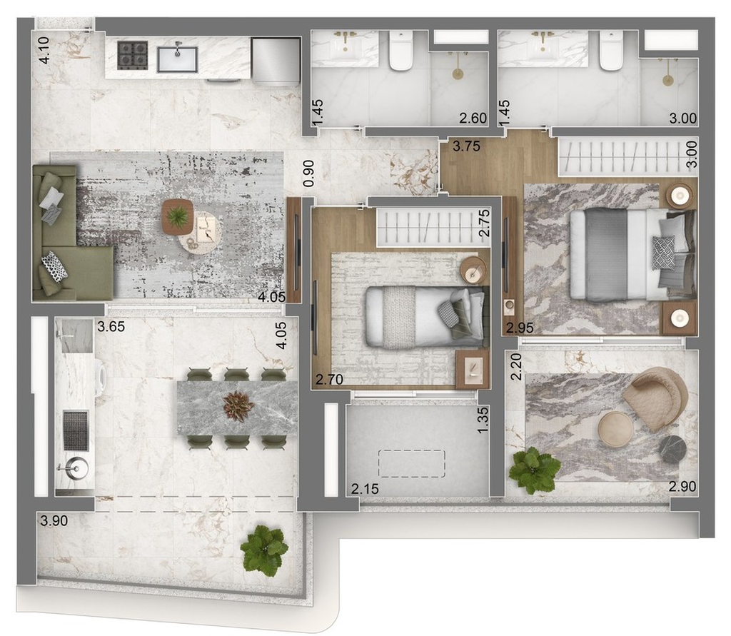 Escape Brooklin: 2 dorm 80m²