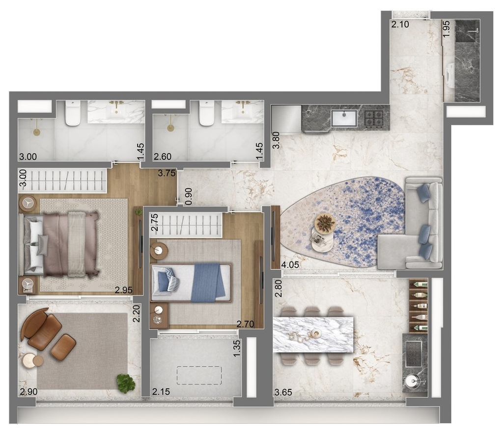 Escape Brooklin: 2 dorm 80m²