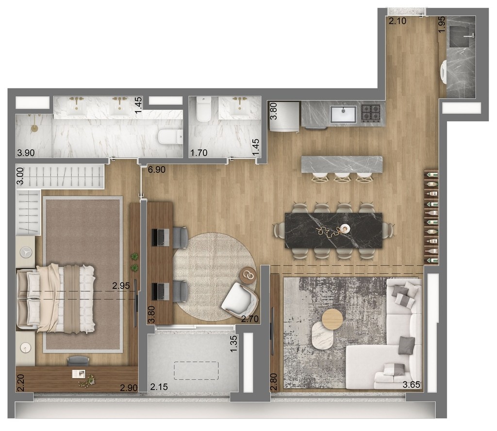 Escape Brooklin: 1 dorm 80m² opção 02