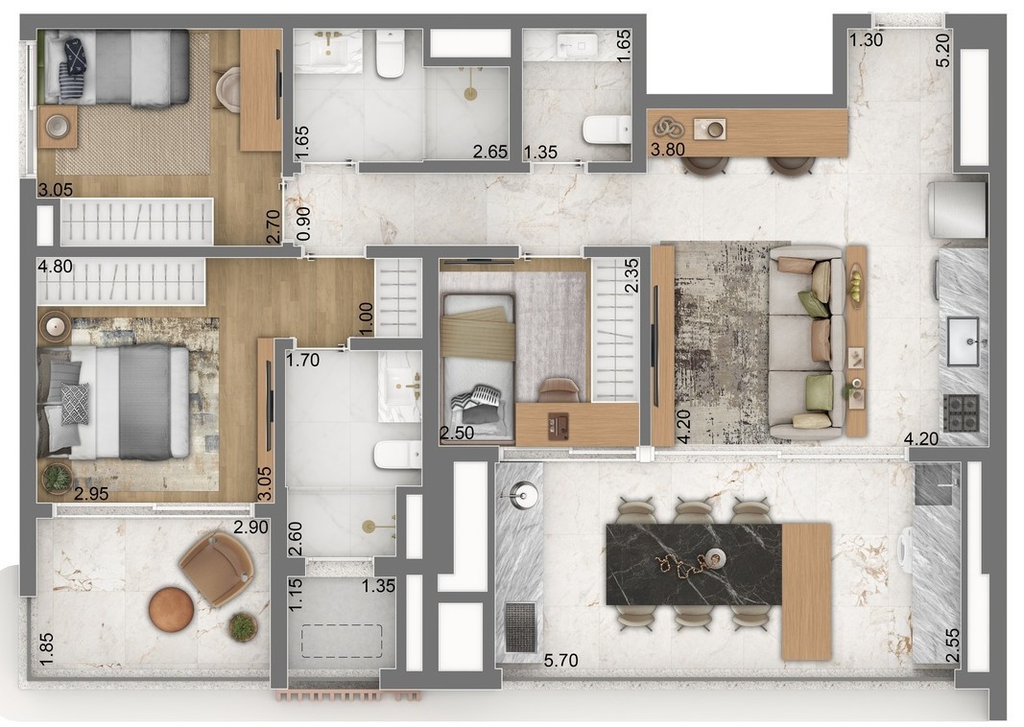 Escape Brooklin: 3 dorm 98m²