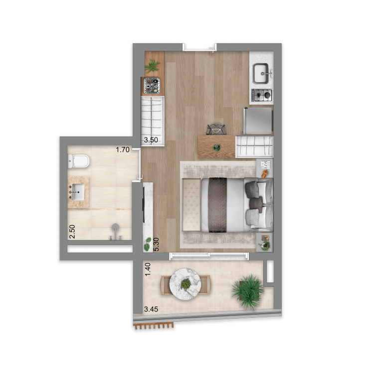 Escape Éden: 1 dorm 32 m² studio