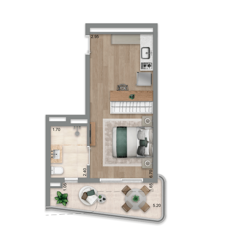 Escape Éden: 1 dorm 37 m² studio