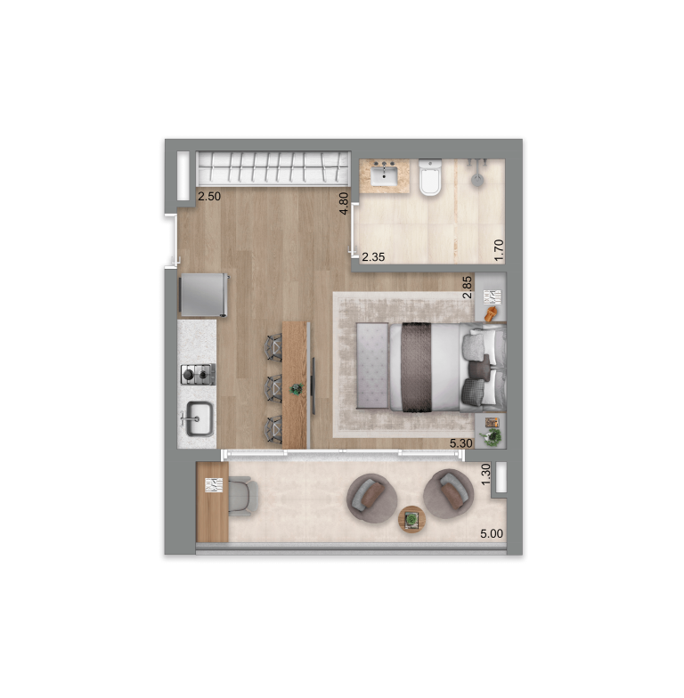 Escape Éden: 1 dorm 37 m² studio