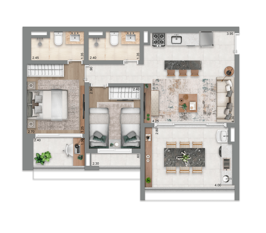 Escape Éden: 2 dorm 70 m²