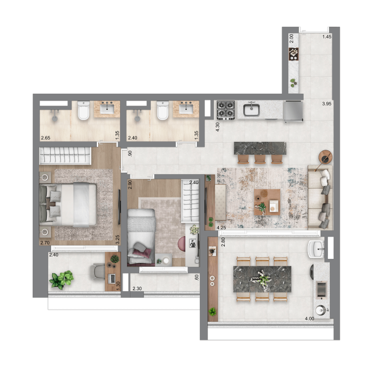 Escape Éden: 2 dorm 74 m²