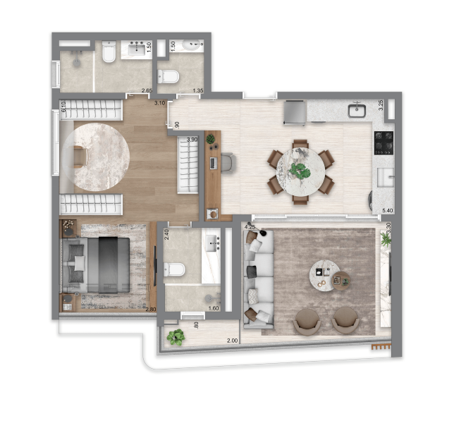 Escape Éden: 1 dorm 76 m²