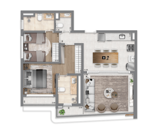 Escape Éden: 2 dorm 76 m²