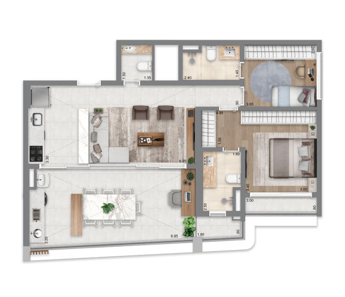 Escape Éden: 2 dorm 94 m²