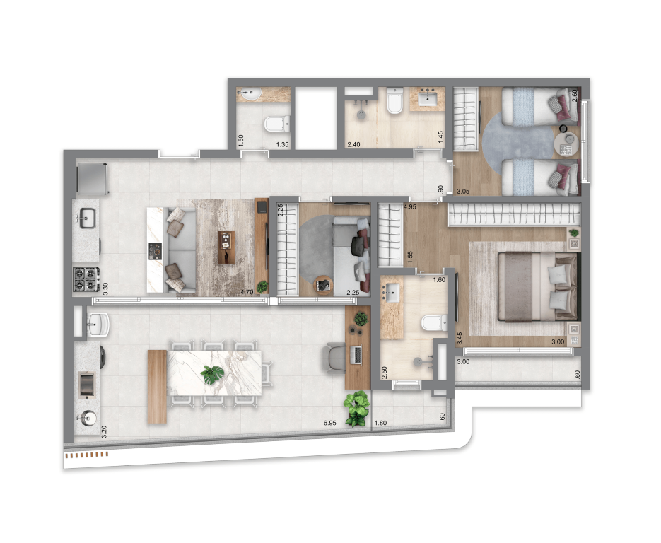 Escape Éden: 3 dorm 94 m²