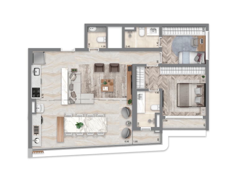 Escape Éden: 2 dorm 94 m² opção