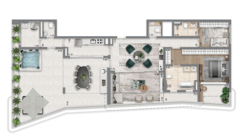 Escape Éden: 2 dorm 183 m²