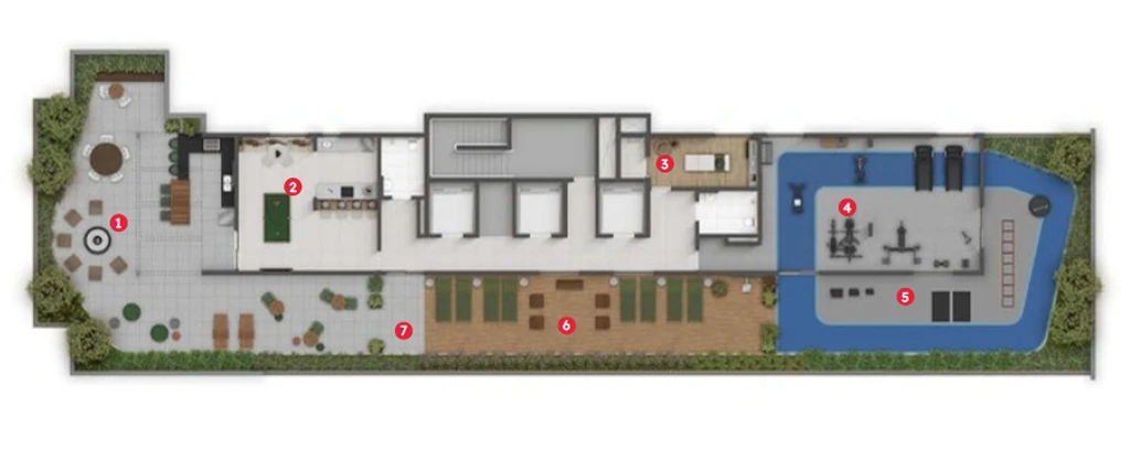 Estilo Vila Olímpia: Pavimento rooftop