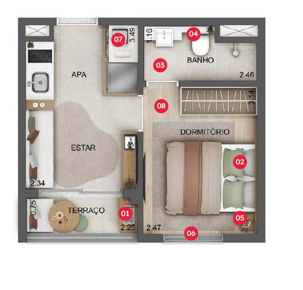 Estilo Vila Olímpia: 1 dorm 24m²