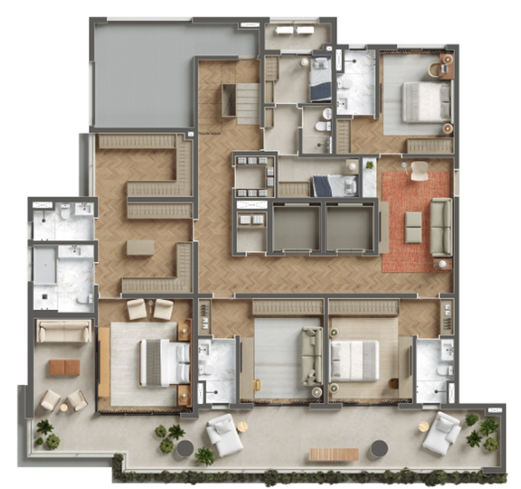 Eterno Alma Brasileira: Cobertura 4 suítes 588m² duplex inferior