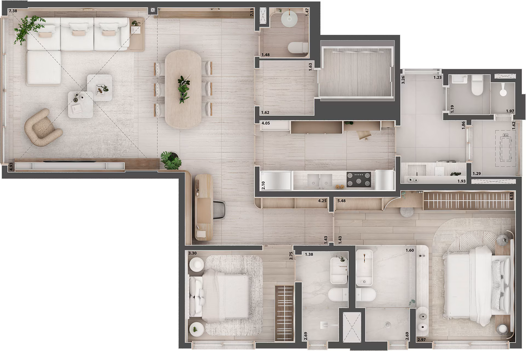 Etmo Jardins: 2 dorm 120m²