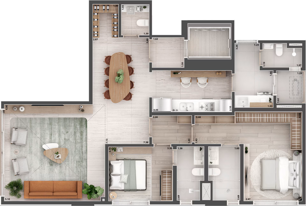 Etmo Jardins: 2 dorm 121m²