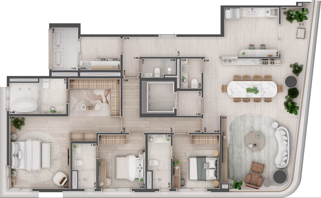 Etmo Jardins: 3 dorm 181m²
