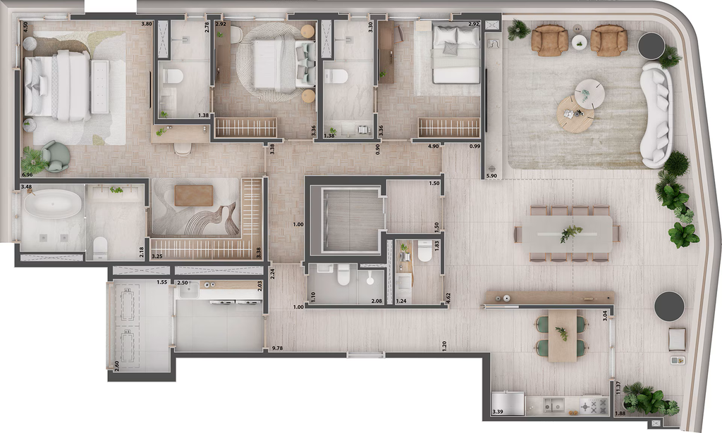 Etmo Jardins: 3 dorm 192m²