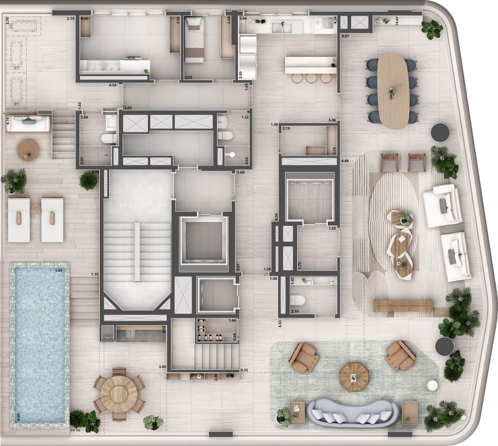 Etmo Jardins: 4 dorm 478m² cobertura duplex inferior