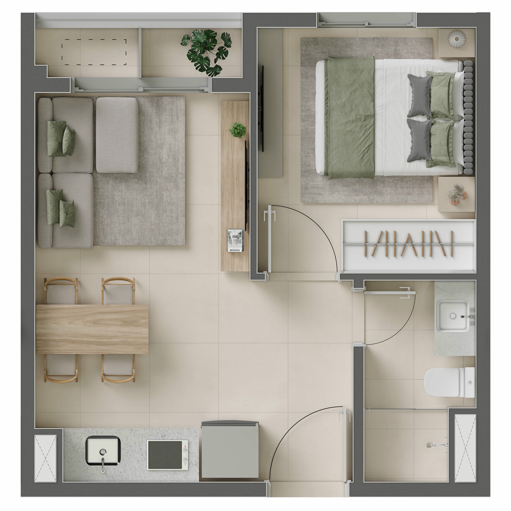 Eucalys Moema Eucalipto: 1 dorm 32m²