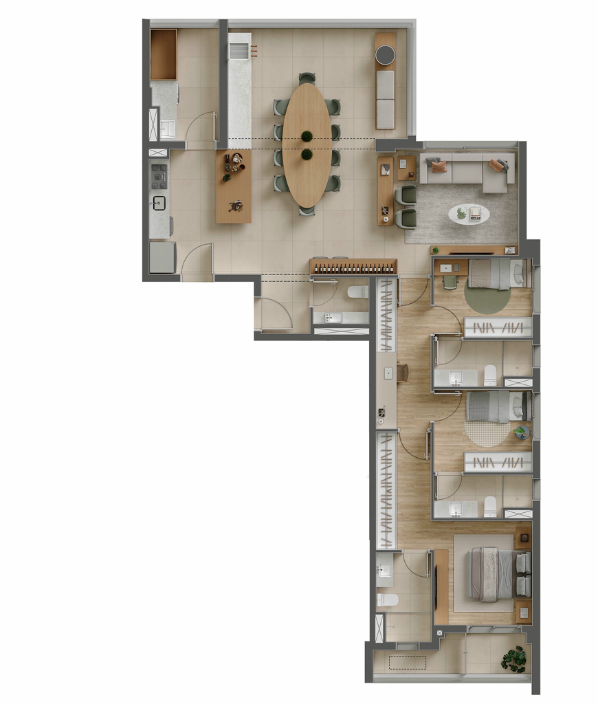 Eucalys Moema Lírio: 3 dorm 136m²