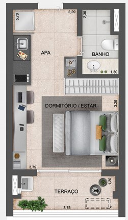 Exalt Ibirapuera by EZ: 1 dorm 30m² studio