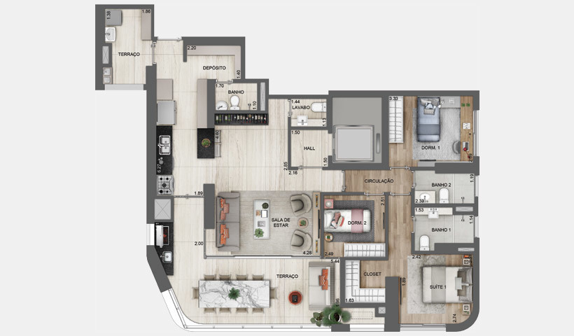 EZ Parque da Cidade: 3 dorm 134m²
