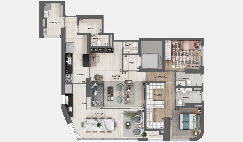 EZ Parque da Cidade: 2 dorm 134m² opção
