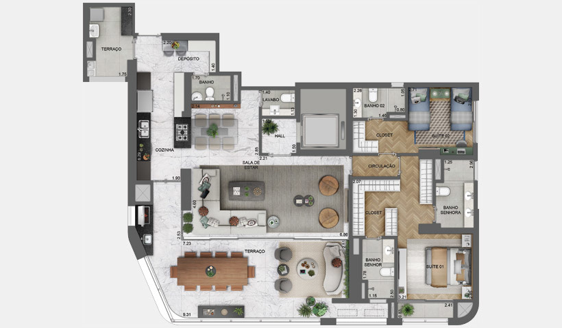 EZ Parque da Cidade: 2 dorm 162m² opção