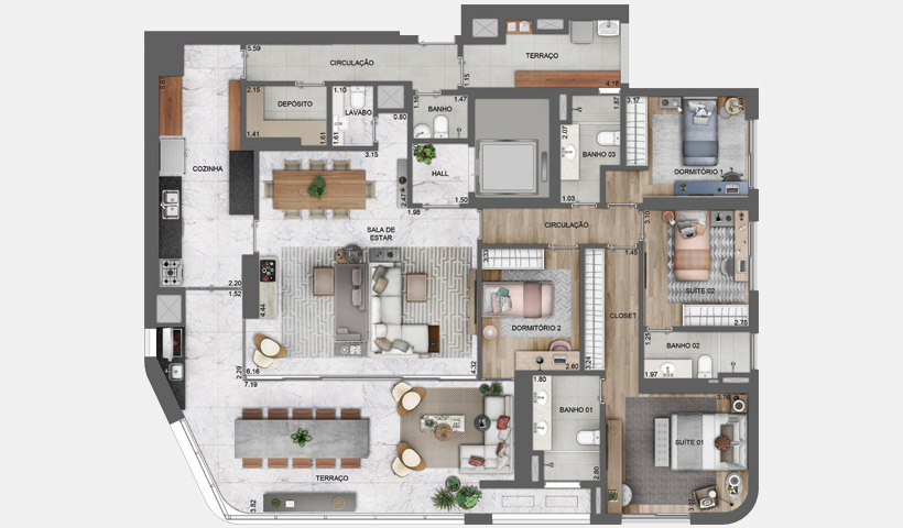EZ Parque da Cidade: 4 dorm 196m²