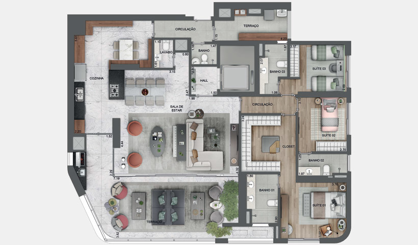 EZ Parque da Cidade: 3 dorm 196m² opção
