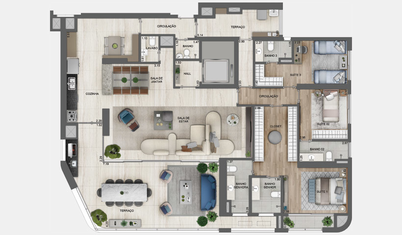 EZ Parque da Cidade: 3 dorm 227m² opção