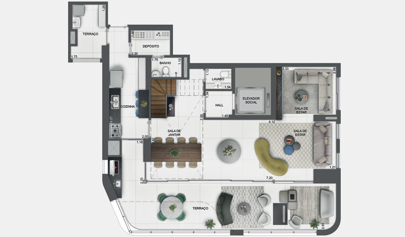 EZ Parque da Cidade: 3 dorm 213m² duplex inferior