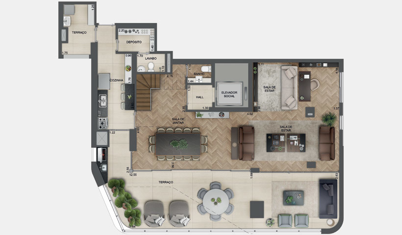 EZ Parque da Cidade: 4 dorm 270m² duplex inferior