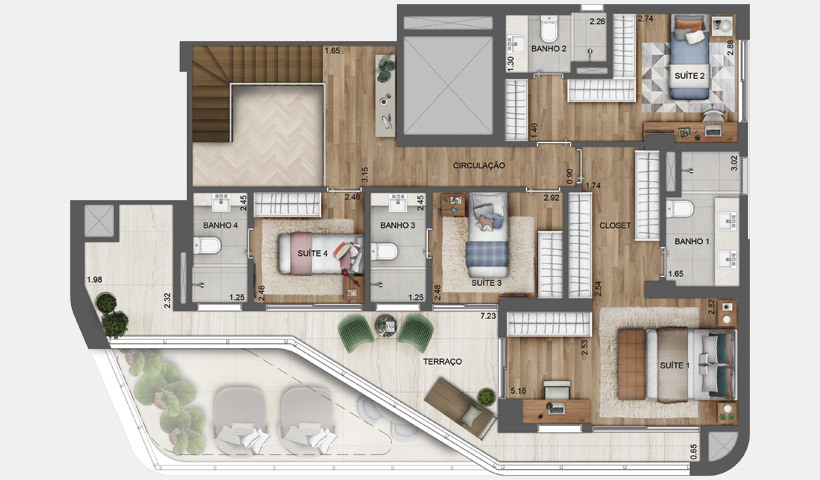 EZ Parque da Cidade: 4 dorm 270m² duplex superior