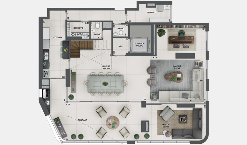 EZ Parque da Cidade: 4 dorm 327m² duplex inferior