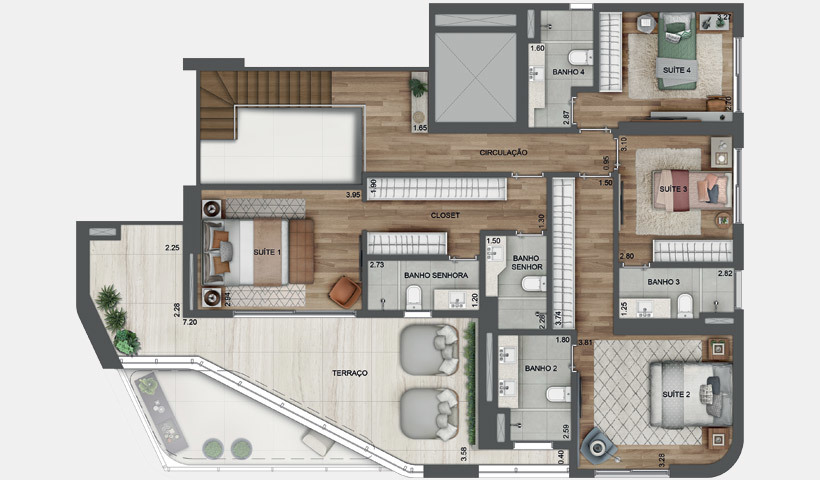 EZ Parque da Cidade: 4 dorm 327m² suplex supeior