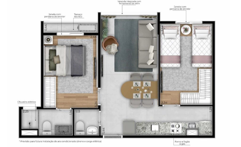 Famile Lino: 2 dorm 45m²