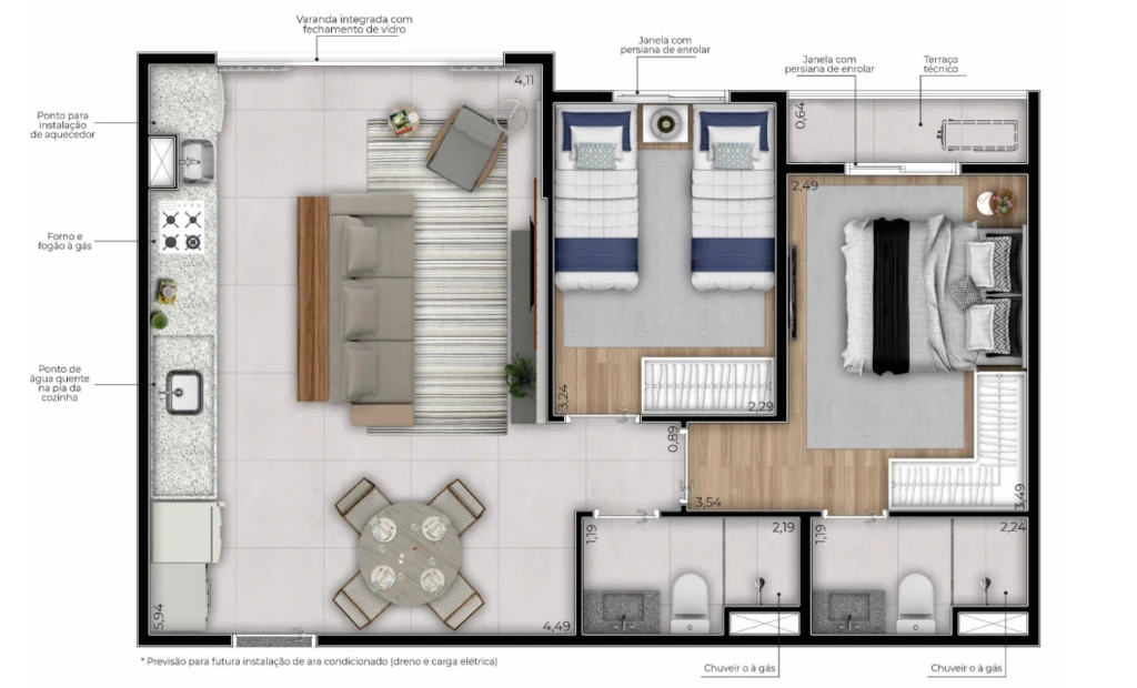 Famile Lino: 2 dorm 56m²