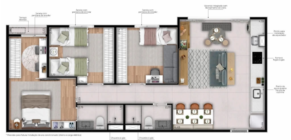 Famile Lino: 3 dorm 70m²