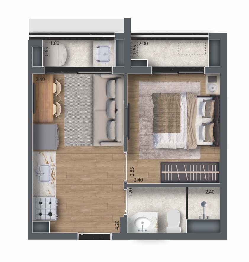 Feel Saúde: 1 dorm 27m²