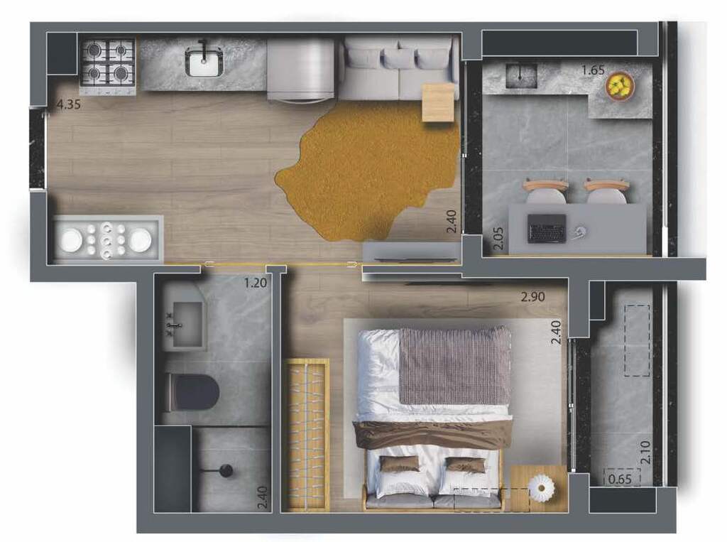 Feel Saúde: 1 dorm 30m²