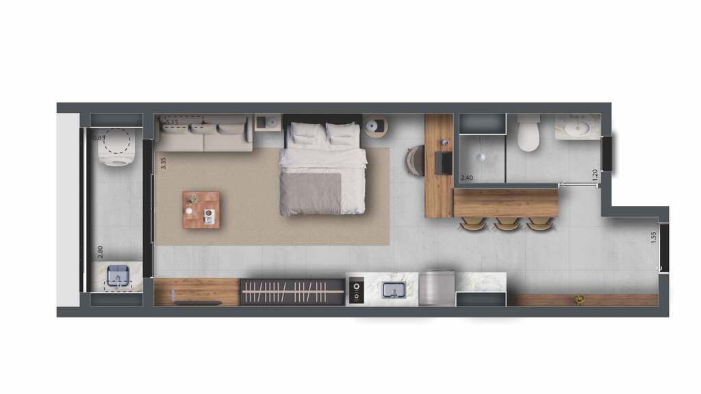 Feel Saúde: 1 dorm 36m² studio