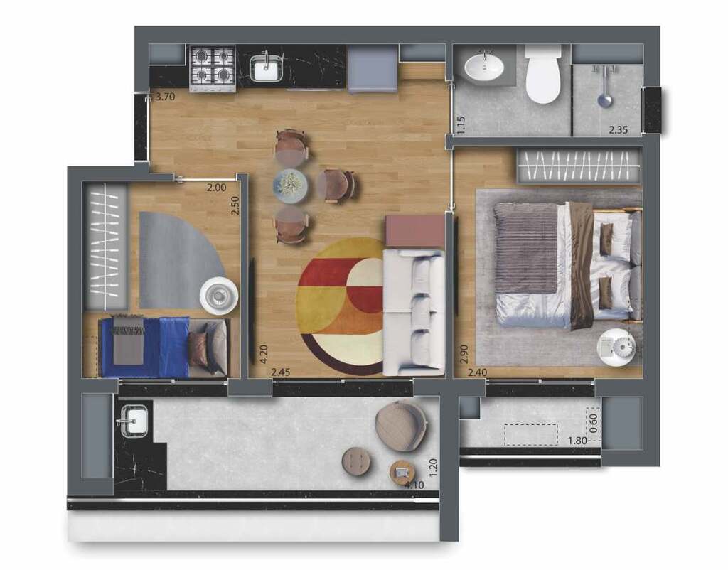 Feel Saúde: 2 dorm 40m²